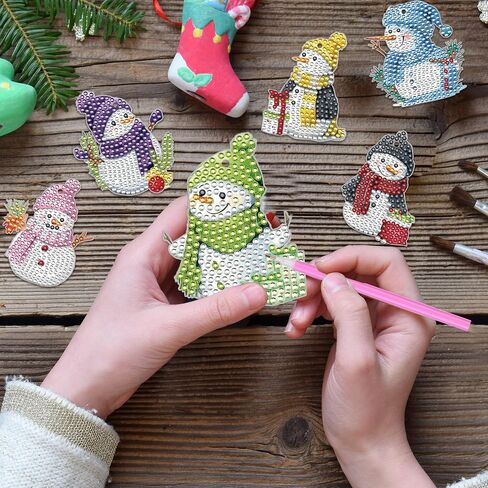 16 Pcs Diamond Art Christmas Keychains Kit, DIY Diamond Painting Ornaments for Adults and Kids, Small Christmas Gem Art Crafts for Hanging Décor or Holiday Gifts in Saudi Arabia