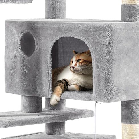 Yaheetech 54in Cat Tree Tower, 2 Caves, Kitten-Ear Perch & Scratching Posts in Saudi Arabia