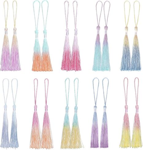 20Pcs Mini Bookmark Tassels for Keychain Making, 5.5 inch Long Colorful Soft Handmade Tassels for Crafts Personalized Silk Jewelry Book Mark Making DIY Projects in Saudi Arabia