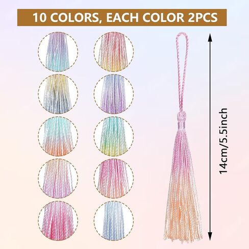 20Pcs Mini Bookmark Tassels for Keychain Making, 5.5 inch Long Colorful Soft Handmade Tassels for Crafts Personalized Silk Jewelry Book Mark Making DIY Projects in Saudi Arabia