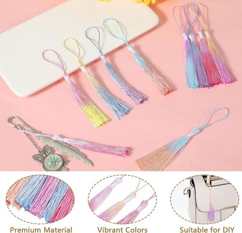 20Pcs Mini Bookmark Tassels for Keychain Making, 5.5 inch Long Colorful Soft Handmade Tassels for Crafts Personalized Silk Jewelry Book Mark Making DIY Projects in Saudi Arabia