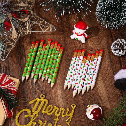 50pcs عيد الميلاد قلم رصاص قصير مع ممحاة 4 في شريط أخضر أحمر كتابة قلم رصاص الخشب عيد الميلاد نصف القلم الرصاص لفصول الطبقة القرطاسية الهدية in Kuwait
