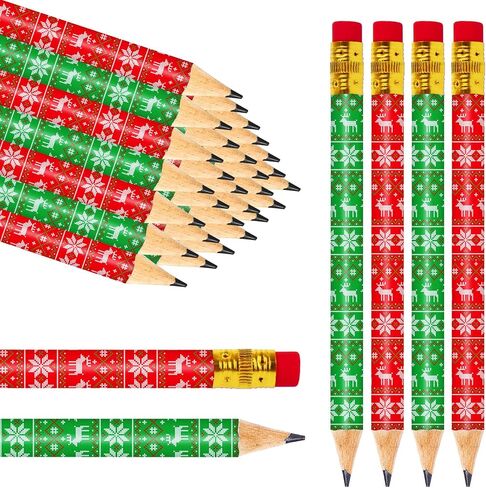 50pcs عيد الميلاد قلم رصاص قصير مع ممحاة 4 في شريط أخضر أحمر كتابة قلم رصاص الخشب عيد الميلاد نصف القلم الرصاص لفصول الطبقة القرطاسية الهدية in Kuwait