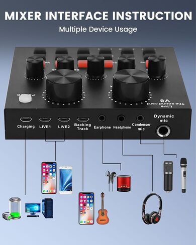حزمة معدات البودكاست ، حزمة استوديو التسجيل BM-800 مع تغيير صوت للاعبين وخلاط DJ الكل في واحد ، مثالي لجهاز الكمبيوتر المحمول VLOG Broadcast البث المباشر YouTube Tiktok in Kuwait