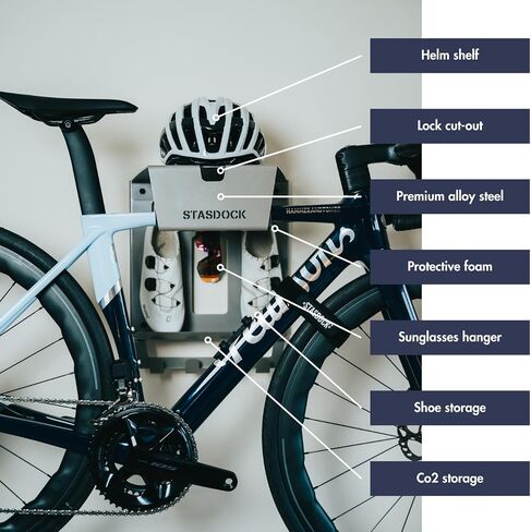 Wall Bike Rack | Bike Storage Wall Mount System | for Race Bicycles (Happy Black) and Mountain Bikes | Bike Shelf | Indoor Bike Wall Bracket | Store Your Helmet and Shoes | Home and Garage in Saudi Arabia