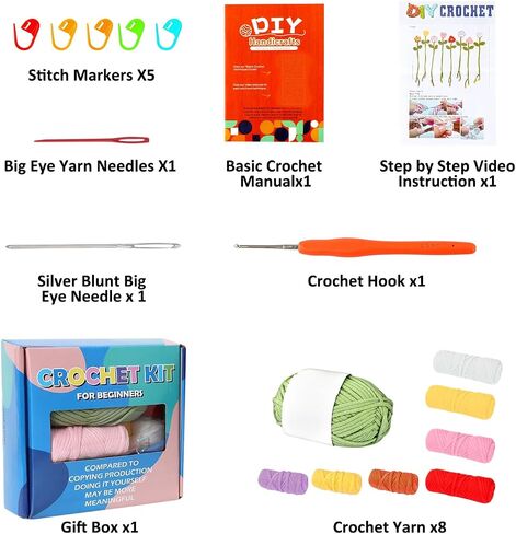 inawenxlg crochet kit للمبتدئين مع دروس الفيديو - amigurumi starter مجموعة لصنع 4 نباتات معلقة بوعاء كروشيه كروشيه مجموعة للبالغين والمراهقين in Saudi Arabia