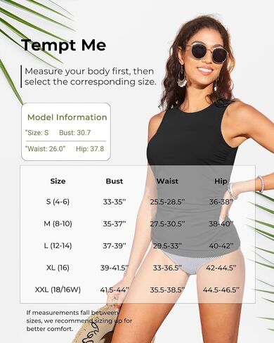 Tempt Me Women Tankini Top Only - High Neck Bathing Suit Tummy Control Swim Top 2025 in Saudi Arabia