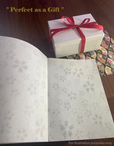 صنع في اليابان دفتر Notebook Washi مع Sakura Watermark (صفحة 48) و 2 أوراق yuzen اوريغامي ورقة - هدية القرطاسية اليابانية الفاخرة (Indigo chrysanthemum) in Saudi Arabia
