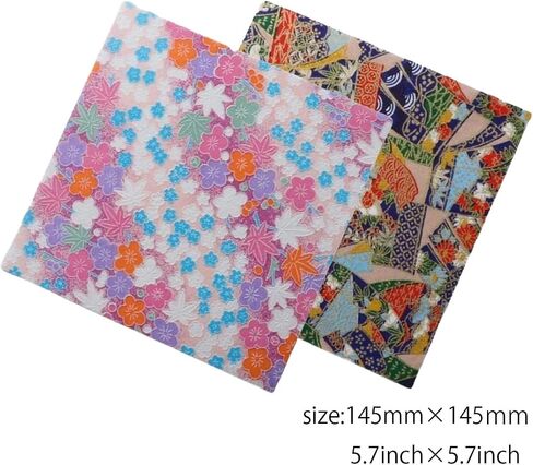 صنع في اليابان دفتر Notebook Washi مع Sakura Watermark (صفحة 48) و 2 أوراق yuzen اوريغامي ورقة - هدية القرطاسية اليابانية الفاخرة (Indigo chrysanthemum) in Saudi Arabia