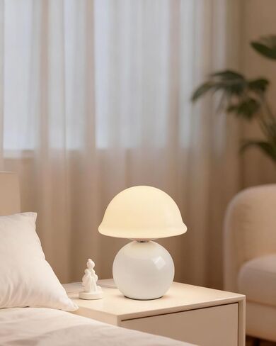 Mushroom Lamp Bedside Table Lamp for Bedroom, Cute Small Lamps with Glass Lampshade, Nightstand Lamp with Dimmer for Living Room, Aesthetic Home Decor (Blue) in Saudi Arabia