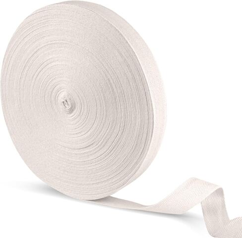 49 Yards Natural Cotton Twill Tape 1 inch, Herringbone Cotton Webbing, for DIY Crafting, Sewing, Dressmaking, Stitching(White) in Saudi Arabia