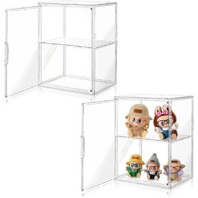 Acrylic Display Case for Collectibles，Clear Acrylic Display Box with 3 Adjustable Layers and Magnetic Door, Stackable Clear Storage Box/Bins for Figures,Lego, Book, Toy in Saudi Arabia