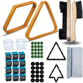 23 PCS Wooden Pool Triangle Rack ، إكسسوارات طاولة البلياردو مع فرشاة طاولة البلياردو للمحسّنة ، حامل كرة البلياردو 2-1/4 "، إكسسوارات Billiard Magic Ball Rack (Red) in Kuwait