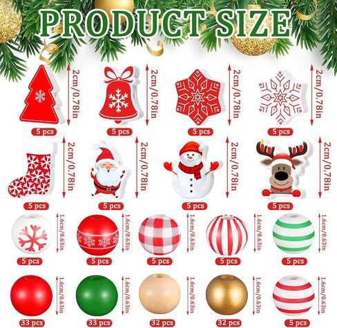 Huwena 200 Pieces Fall Wooden Beads Buffalo Plaid Wood Thanksgiving Beads Turkey Pumpkin Maple Leaf Wooden Bead Craft Natural Round Spacer Bead for DIY Crafts Decor in Saudi Arabia
