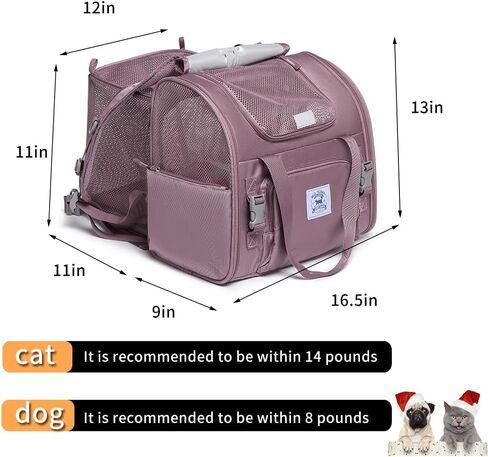 Pet Backpack Carrier for Small Dogs Medium Cats, Puppies,Breathable and Collapsible Design, Portable Travel Bag for Bearded Dragon,Rabbit Cage (Brown +Two-Shoulder, Small) in Kuwait