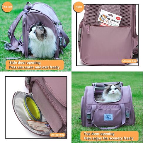 Pet Backpack Carrier for Small Dogs Medium Cats, Puppies,Breathable and Collapsible Design, Portable Travel Bag for Bearded Dragon,Rabbit Cage (Brown +Two-Shoulder, Small) in Kuwait
