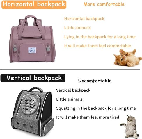 Pet Backpack Carrier for Small Dogs Medium Cats, Puppies,Breathable and Collapsible Design, Portable Travel Bag for Bearded Dragon,Rabbit Cage (Brown +Two-Shoulder, Small) in Kuwait