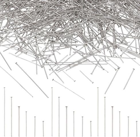 240Pcs 2 Color Flat Head Pins 22 Gauge 18k Gold 304 Stainless Steel Straight Head Pins Findings Jewelry Making Pin Metal End Headpins for Craft Earring Bracelet Necklace Pendant Supplies in Kuwait