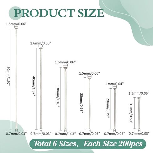 240Pcs 2 Color Flat Head Pins 22 Gauge 18k Gold 304 Stainless Steel Straight Head Pins Findings Jewelry Making Pin Metal End Headpins for Craft Earring Bracelet Necklace Pendant Supplies in Kuwait