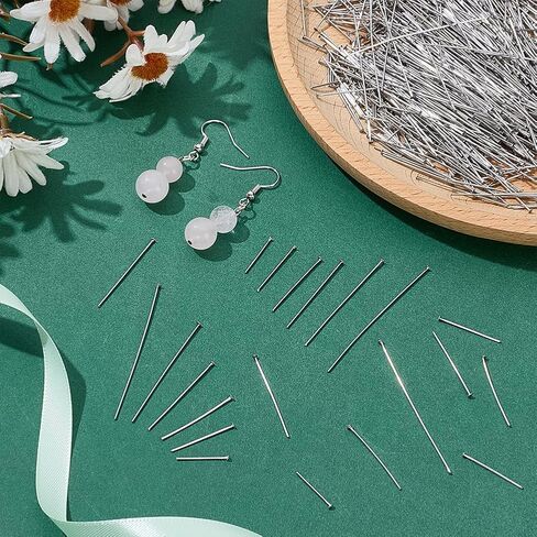 240Pcs 2 Color Flat Head Pins 22 Gauge 18k Gold 304 Stainless Steel Straight Head Pins Findings Jewelry Making Pin Metal End Headpins for Craft Earring Bracelet Necklace Pendant Supplies in Kuwait