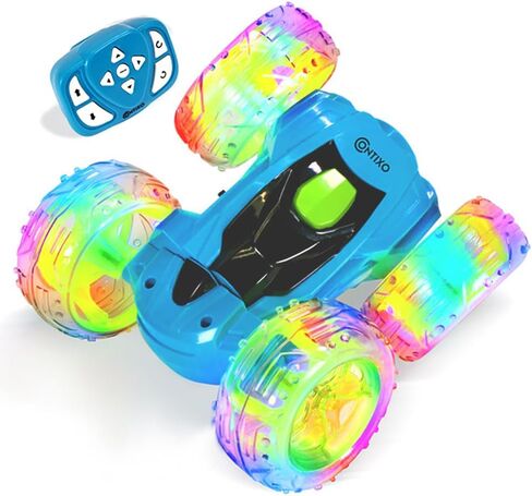 Contixo SC3A Toy Remote Control Car for Kids with Double-Sided 360° Rotating Stunt, 4WD Off-Road RC Cars with LED Lights, Birthday for Boys and Girls Ages 4 5 6 7 - Pink in Saudi Arabia
