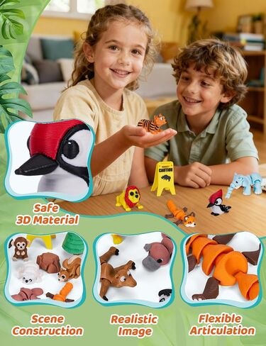 36 PCS Mini 3D Printed Animal Fortines Set ، حيوانات مكتب مرنة مفصلية رائعتين للأطفال ، ومخلوقات البرية ، والحيوان والبحر ، ومكافآت الفصل ، وجوائز الكرنفال ، وديكور المكتب in Kuwait