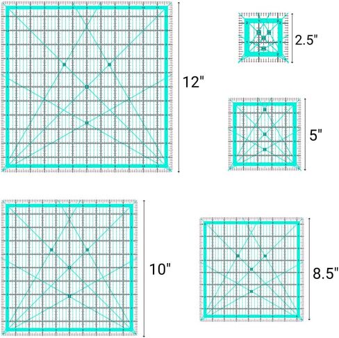 Quilting Rulers,5 Quilting Square Rulers(2.5",3.5",5", 6.5", 8"),Quilting Rulers and Templates in Saudi Arabia