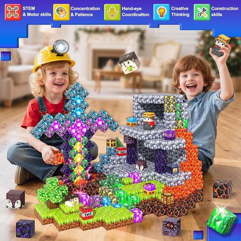 Magnetic Blocks Building Toys, Mine Magnet World Game Set for Kids Ages 4-8 5-7 6-8, STEM Sensory Magnetic Toys for Toddlers, Gift for 3+ Year Old Boys Girls in Kuwait