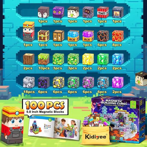 Magnetic Blocks Building Toys, Mine Magnet World Game Set for Kids Ages 4-8 5-7 6-8, STEM Sensory Magnetic Toys for Toddlers, Gift for 3+ Year Old Boys Girls in Kuwait