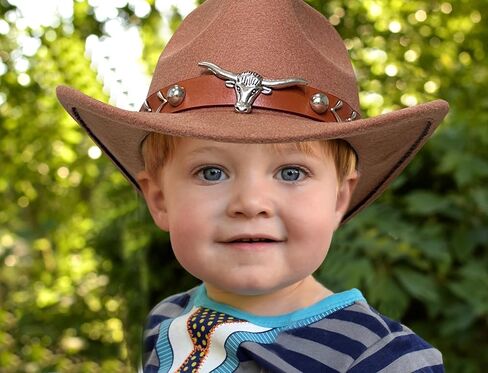 Joyebuy Western Cowboy Hat for Kids Boys Girl Classic Roll up Fedora Hat مع حزام مشبك in Kuwait