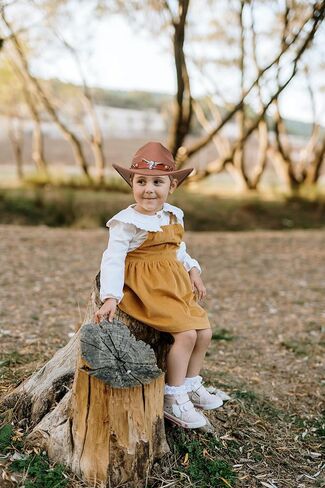 Joyebuy Western Cowboy Hat for Kids Boys Girl Classic Roll up Fedora Hat مع حزام مشبك in Kuwait