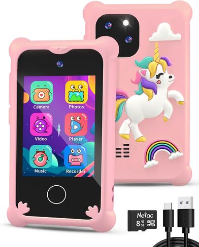 Kids' Phone Toy Imitate Smartphone Toy for 3-8 Year Old Girls & Boys - No Internet/Calls, HD Camera, MP3 Player, Learning Games | Christmas Birthday Gift for Toddlers (Pink) in Kuwait