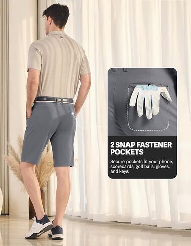 شورت غولف بولي للرجال 11 بوصة inseam المسطح الأمامي خفيفة الوزن جاف مع 5 جيوب للسفر غير الرسمي للأعمال التجارية in Kuwait