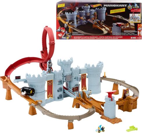 مجموعة مسار السيارات Hot Wheels ، PlaySet Mario Kart Bowser و 1:64 Die-Cast Kamek ، مسرحية تفاعلية ، مع تخزين لـ 30+ مركبة in Saudi Arabia
