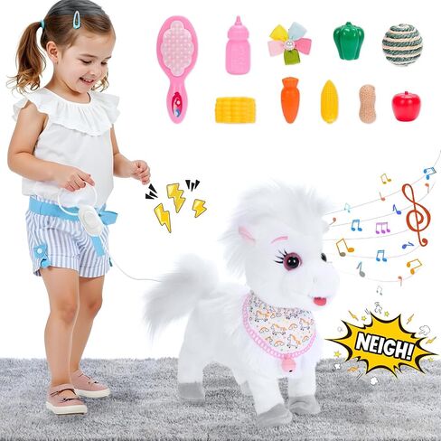 Pink Walking Pony Set Interactive Talking Singing Dancing Horse Walk Along with Remote Control Leash Plush Pony Pet Toy for Kid, Nod Lick Wag Repeat What You Say, 3+ Girl Boy in Saudi Arabia