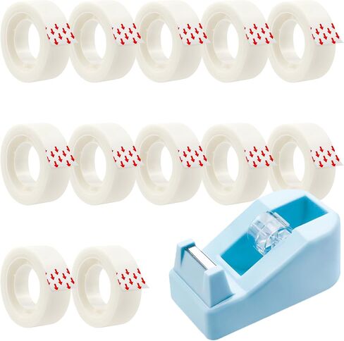 JIURUN 13PCS Invisible Tape 0.7 inches x 1000 inches,140pcs dot Glue, Matte Invisible Tape, Suitable for Calibration and Labeling, Compatible with Standard Tape dispensers (Green) in Kuwait
