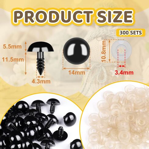 567Pcs Safety Eyes and Noses for Crocheting,1Pack Safety Eyes Tool ，5 Size Safety Eyes & 6 Type Safety Noses with 300Pcs Washers,Safety Eyes Set for Amigurumi,Stuffed Animals Safety Eyes in Kuwait