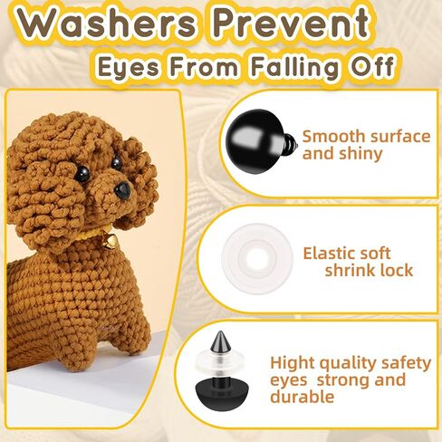 567Pcs Safety Eyes and Noses for Crocheting,1Pack Safety Eyes Tool ，5 Size Safety Eyes & 6 Type Safety Noses with 300Pcs Washers,Safety Eyes Set for Amigurumi,Stuffed Animals Safety Eyes in Kuwait