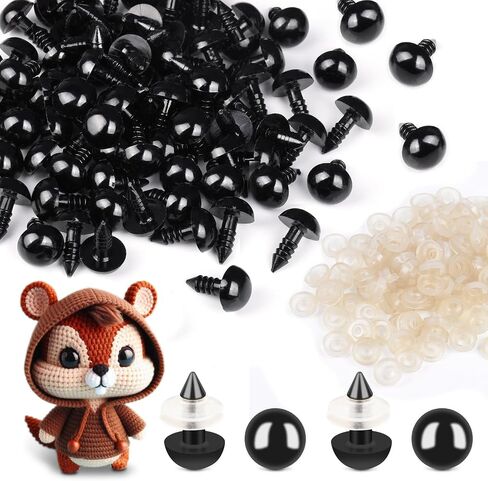 567Pcs Safety Eyes and Noses for Crocheting,1Pack Safety Eyes Tool ，5 Size Safety Eyes & 6 Type Safety Noses with 300Pcs Washers,Safety Eyes Set for Amigurumi,Stuffed Animals Safety Eyes in Kuwait