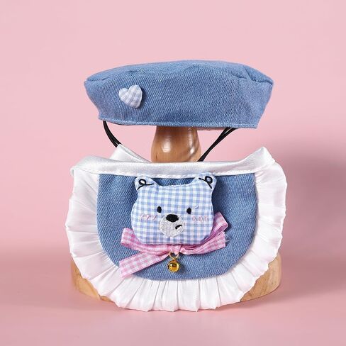2PCS Cat Beret Hat with Camellia, Adjustable Bow Bandana Scarf Set Pet Princess Costume for Halloween Christmas, Cat Dog Birthday Party Apparel (Camellia) in Kuwait
