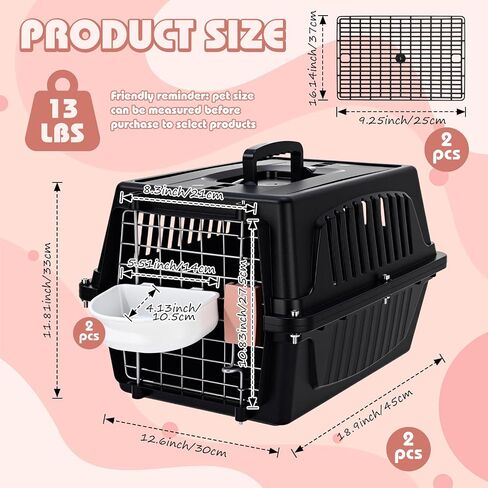 2 Set Pet Carrier for Small Dogs and Cat, Hard Shell Plastic Dog Crate with Bowl and Cooling Pad Fully Breathable Portable Kennel for Small Pet Travel Camp(Blue,18.9 x 12.6 x 11.8 Inch) in Saudi Arabia