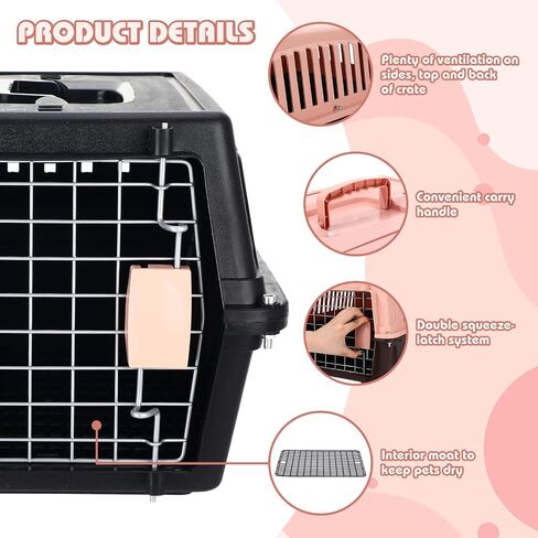 2 Set Pet Carrier for Small Dogs and Cat, Hard Shell Plastic Dog Crate with Bowl and Cooling Pad Fully Breathable Portable Kennel for Small Pet Travel Camp(Blue,18.9 x 12.6 x 11.8 Inch) in Saudi Arabia