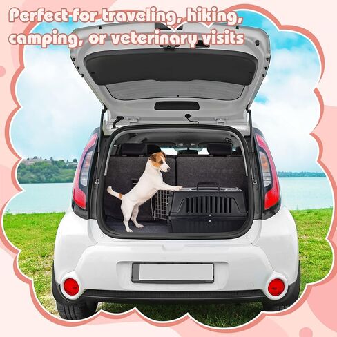 2 Set Pet Carrier for Small Dogs and Cat, Hard Shell Plastic Dog Crate with Bowl and Cooling Pad Fully Breathable Portable Kennel for Small Pet Travel Camp(Blue,18.9 x 12.6 x 11.8 Inch) in Saudi Arabia