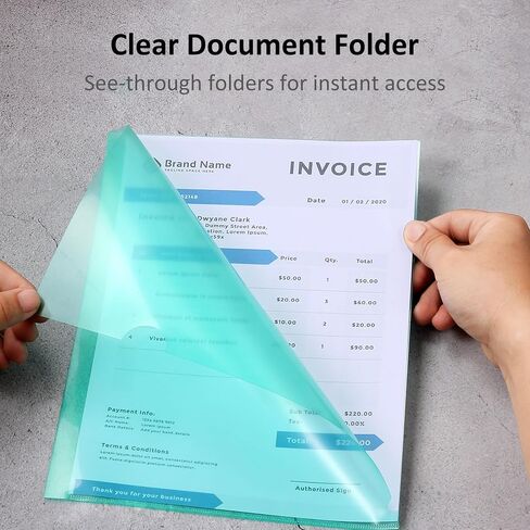 Wot I 48 Pack Clear Clear Documents - L -type Bolders Copy Project Project Pockets ، لألواح حجم الحروف A4/ Letter ، لون شفاف in Saudi Arabia
