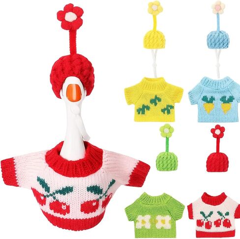 4 Set 7 Inch Mini Desk Goose Knitted Outfits Magnetic Goose Key Holder Multiple Colors Clothes for Magnetic Duck Statue Desk Key Holder Decor in Kuwait