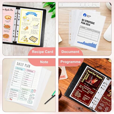 30 Pack 60 Pockets 5.5x8.5" Sheet Protector Sleeves for 6 Ring A5 Binder, A5 Mini 3 Ring Binder, Ultra-Clear Playbill Holder Sleeves, Double-Sided, Top Loading Sheet Protector for Paper Report in Kuwait