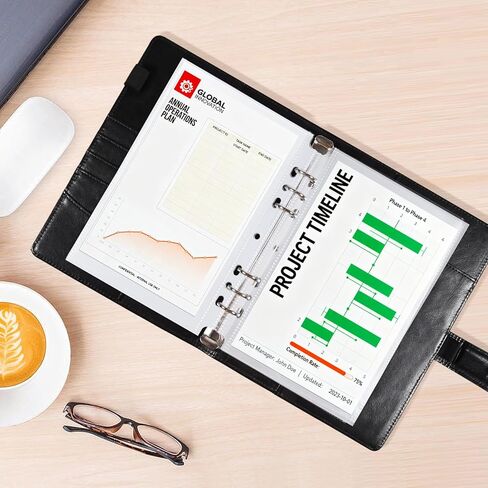 30 Pack 60 Pockets 5.5x8.5" Sheet Protector Sleeves for 6 Ring A5 Binder, A5 Mini 3 Ring Binder, Ultra-Clear Playbill Holder Sleeves, Double-Sided, Top Loading Sheet Protector for Paper Report in Kuwait