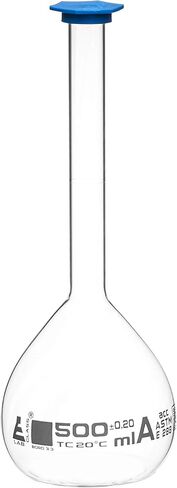 EISCO Volumetric Flask, 1000ml - Class A, ASTM - Snap Cap - White Graduation Mark, Tolerance ±0.300ml in Saudi Arabia