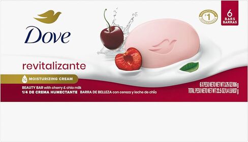 Dove Beauty Bar Soap Rebalancing White Peach & Rice Milk 6 Count for a Nourished and Moisturized Skin, with ¼ Moisturizing Cream Plant-Based Formula, 3.75 oz in Kuwait