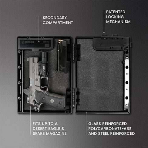 STOPBOX PRO Gun Safe Alternative for Handgun Storage, Instant Access Portable Gun Case, TSA Compliant Gun Lock Box for Car or Travel Safe Box, Quick Access Handgun | Black - 2PK (Compact Only) in Saudi Arabia